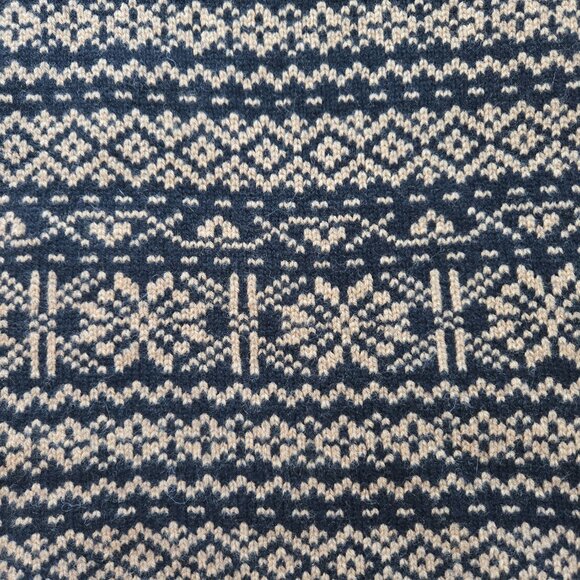 NWOT Wool Fair Isle Snowflake Scarf Black & Tan - Picture 4 of 9